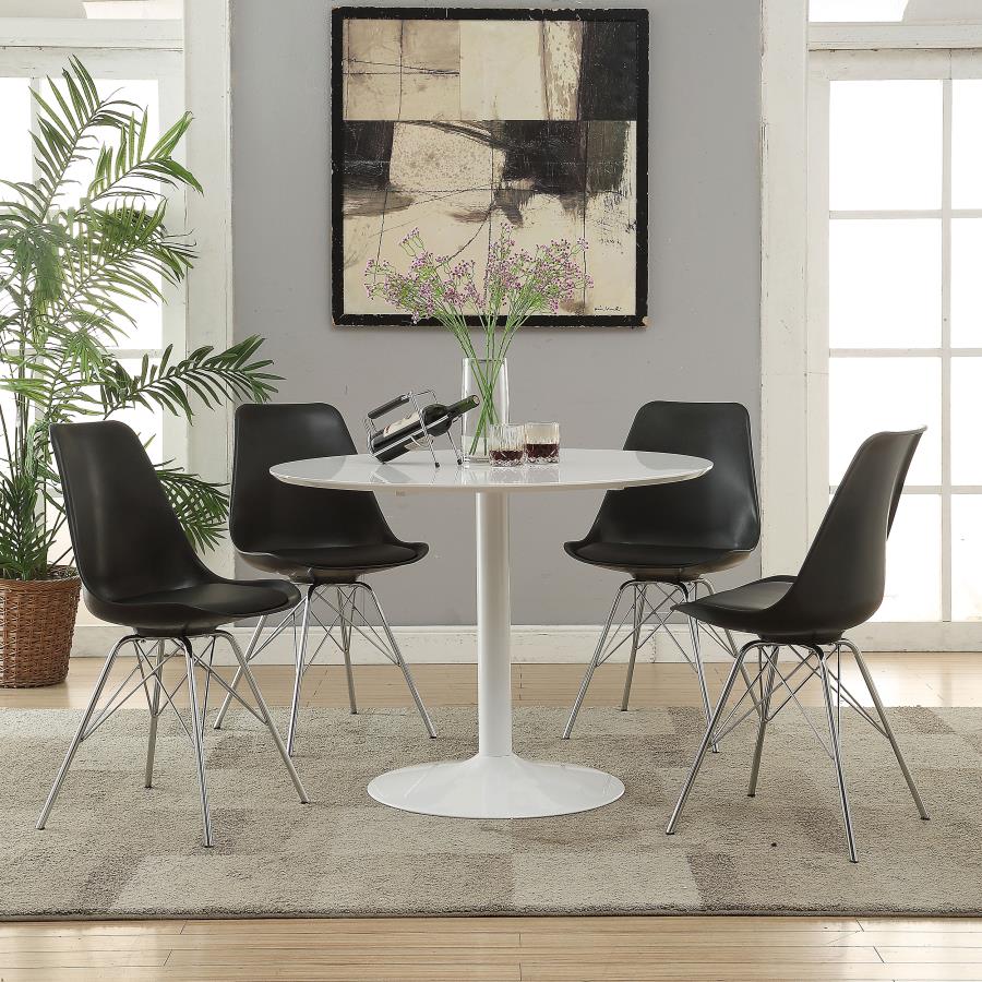 Modern 5-piece Round Dining Table Set Black Finish