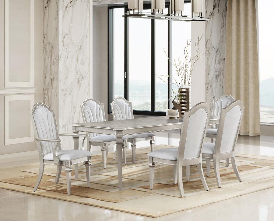 Old Hollywood Glam 7-piece Extension Leaf Dining Set Silver Oak Finish