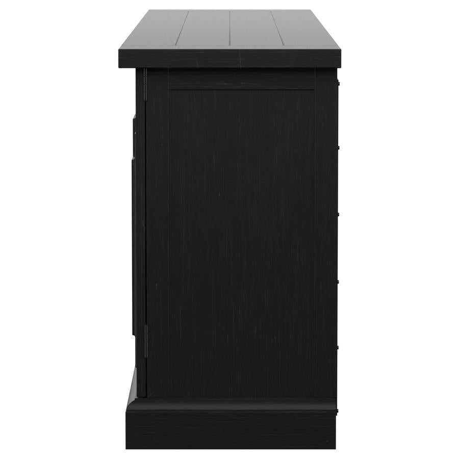 4-door Dining Sideboard Buffet Distressed Black Finish