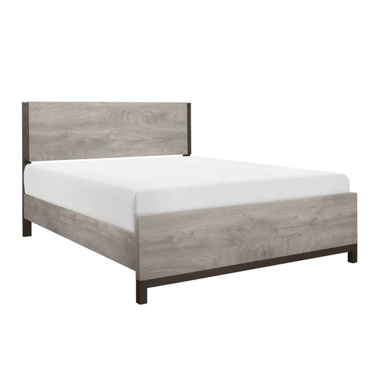 Rustic Chic 2 Tone Gray Finish Queen Size Bed Frame