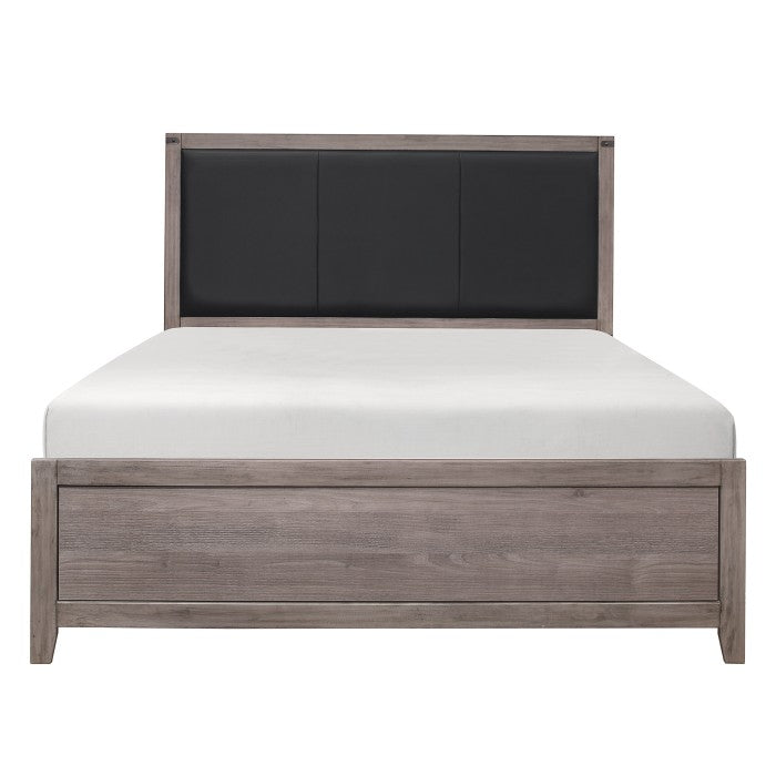 Industrial Chic Brownish Gray Finish Queen Size Bed Frame