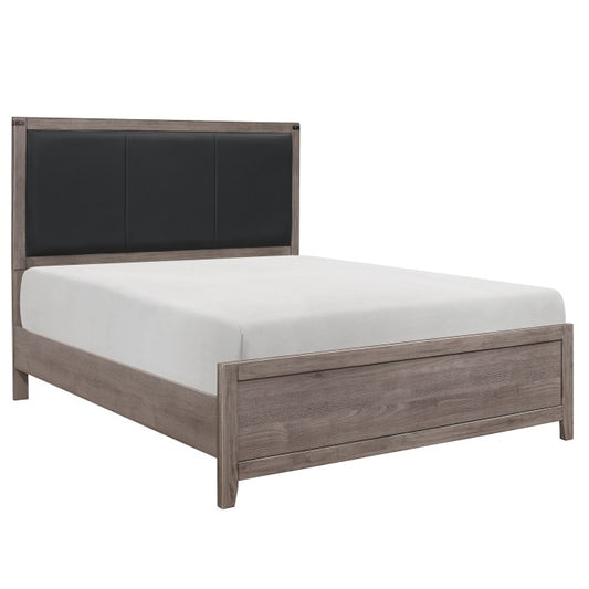 Industrial Chic Brownish Gray Finish Queen Size Bed Frame