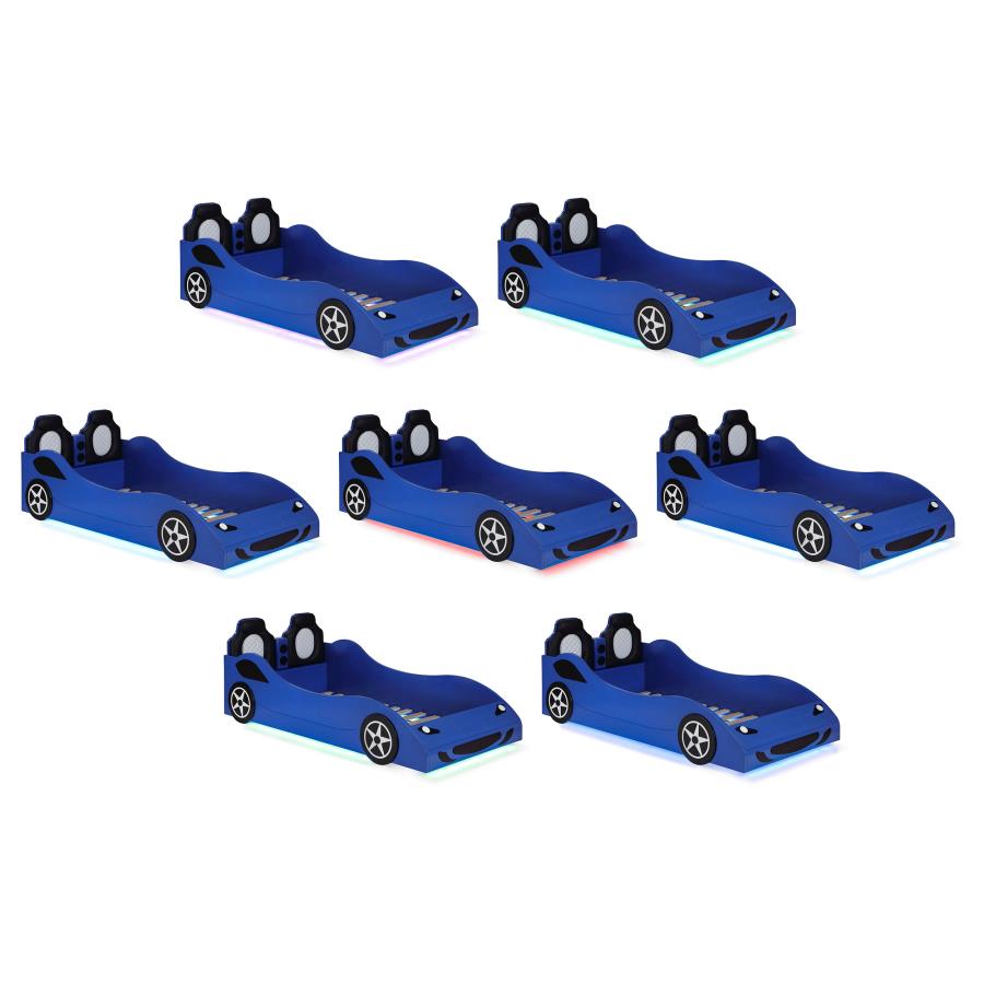 Blue Race Car Twin Size LED Light Bed