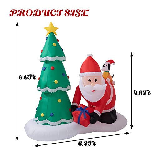 Sunnyglade 6.6 Ft LED Inflatable Christmas Santa and Christmas Tree Holiday Outdoor Decoration, Built-in LED Lights for Christmas Holiday Garden/Yard Decor