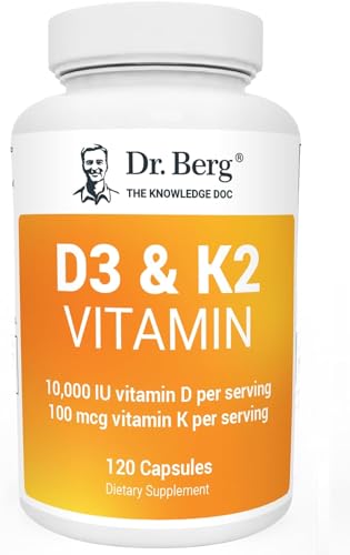 Dr. Berg Vitamin D3 K2 w/MCT Powder - Includes 10,000 IU of Vitamin D3, 100 mcg MK7 Vitamin K2, Purified Bile Salts, Zinc & Magnesium for Ultimate Absorption - K2 D3 Vitamin Supplement - 120 Capsule