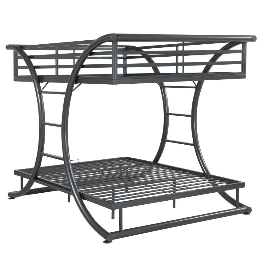 Metal Full Over Full Bunk Bed Gunmetal Finish