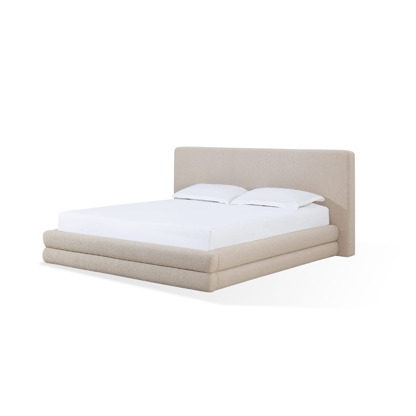 Maya Upholstered Platform Bed in Brun Boucle