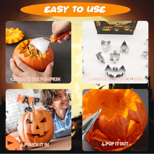 Pumpkin Carving Kit Halloween, Pumpkin Carving Tools for Kids, Safe & Easy & DIY Pumpkin Carving Set for Halloween Decoration Jack-O-Lanterns, Gift for Halloween (24Pcs)