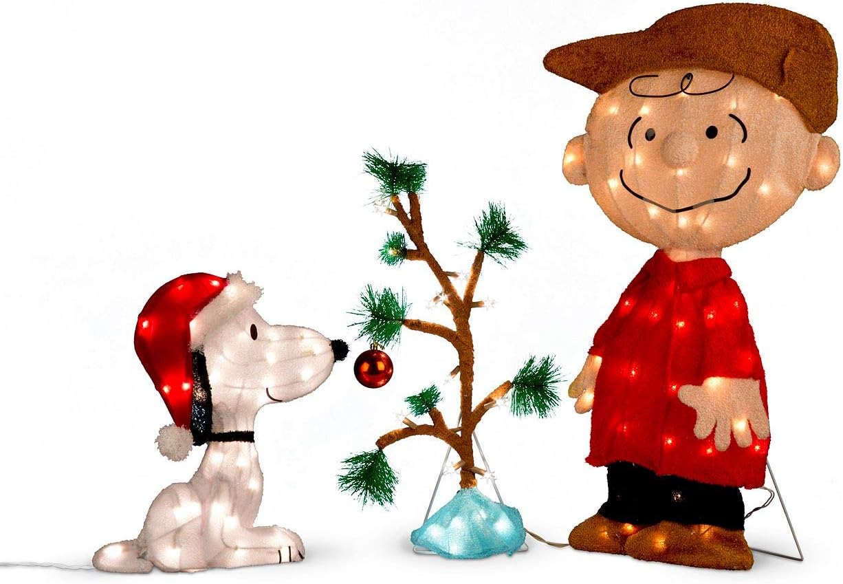 Charlie Brown, Snoopy & The Lonely Tree Lighted Outdoor Christmas Decoration 3pc Set