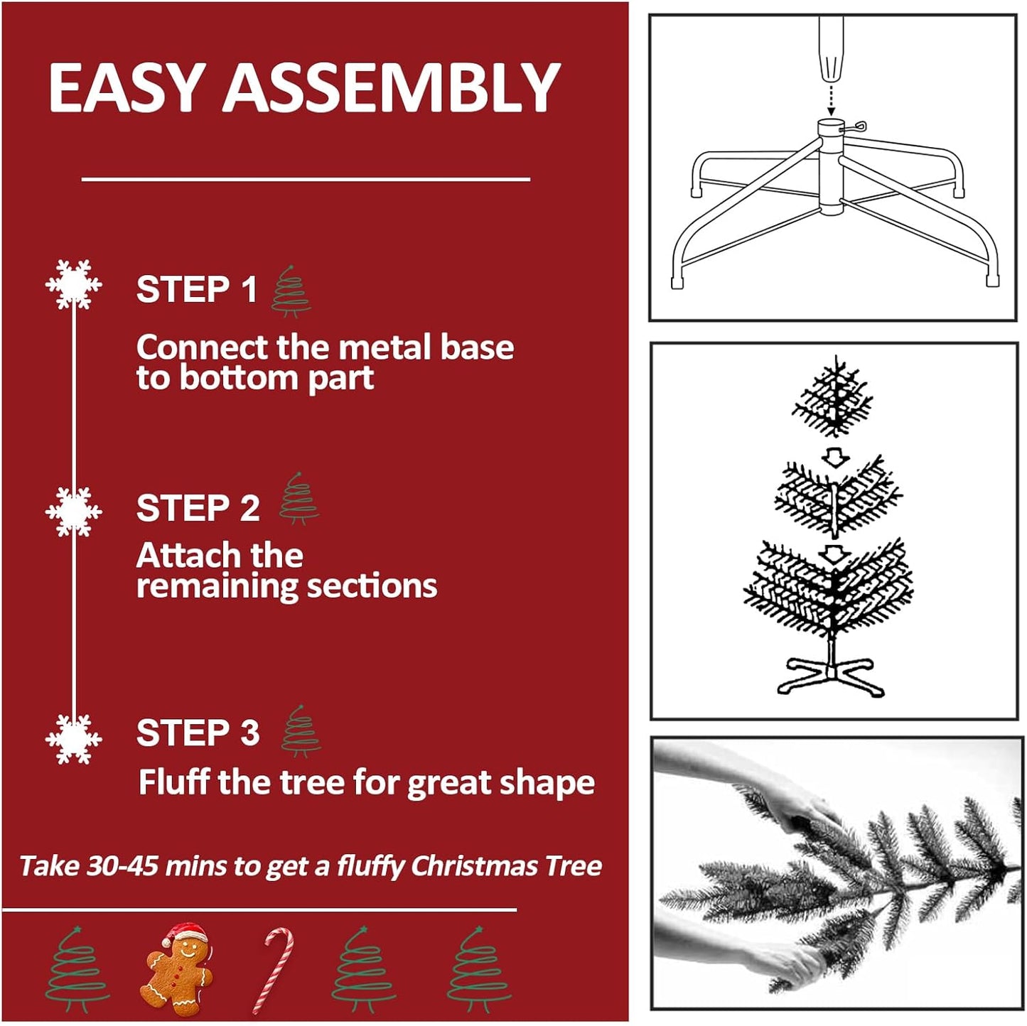 7.5 ft Prelit Christmas Tree, Artificial Christmas Tree with Lights