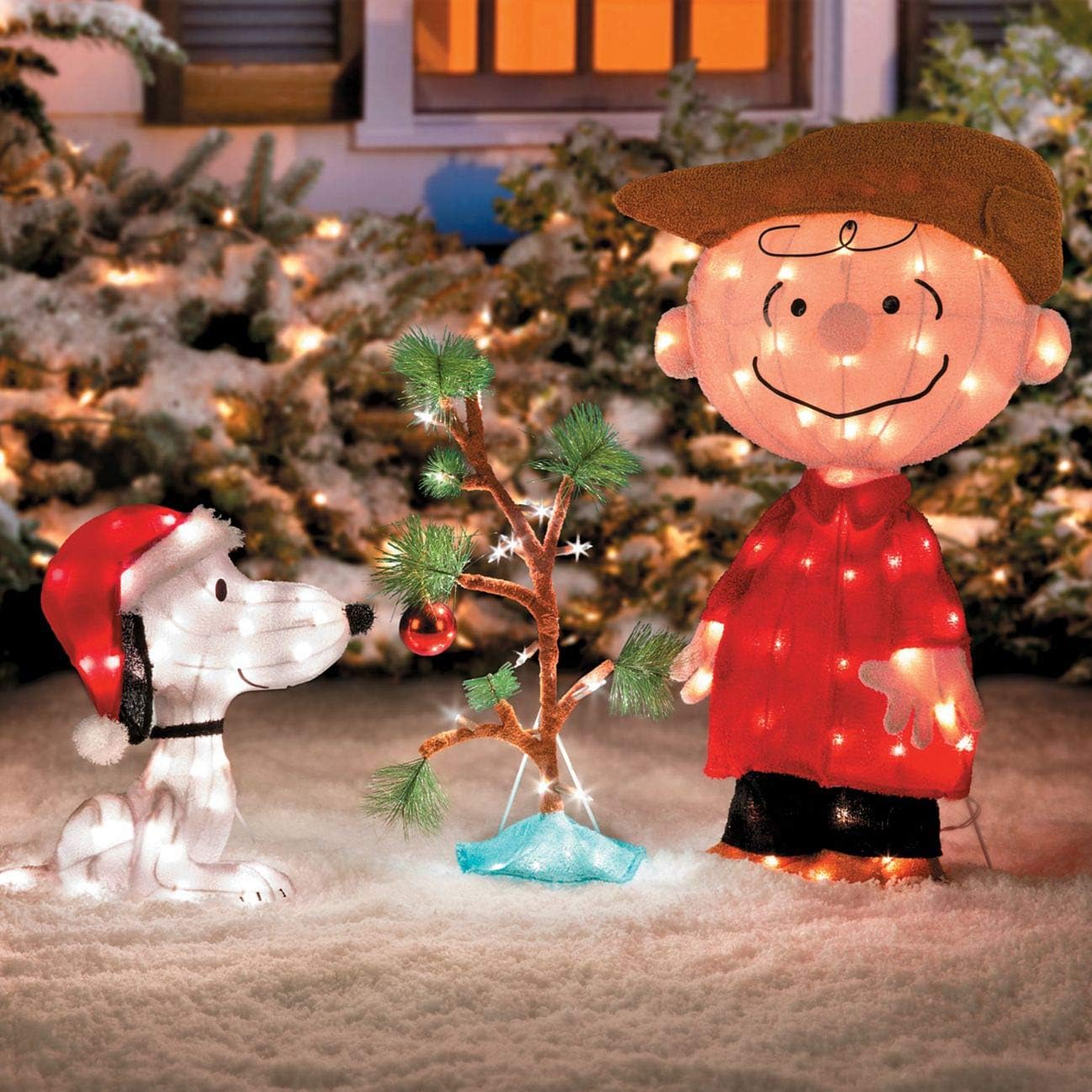 Charlie Brown, Snoopy & The Lonely Tree Lighted Outdoor Christmas Decoration 3pc Set