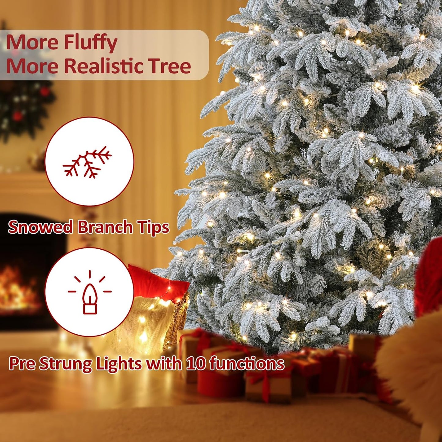 7.5 ft Prelit Christmas Tree, Artificial Christmas Tree with Lights