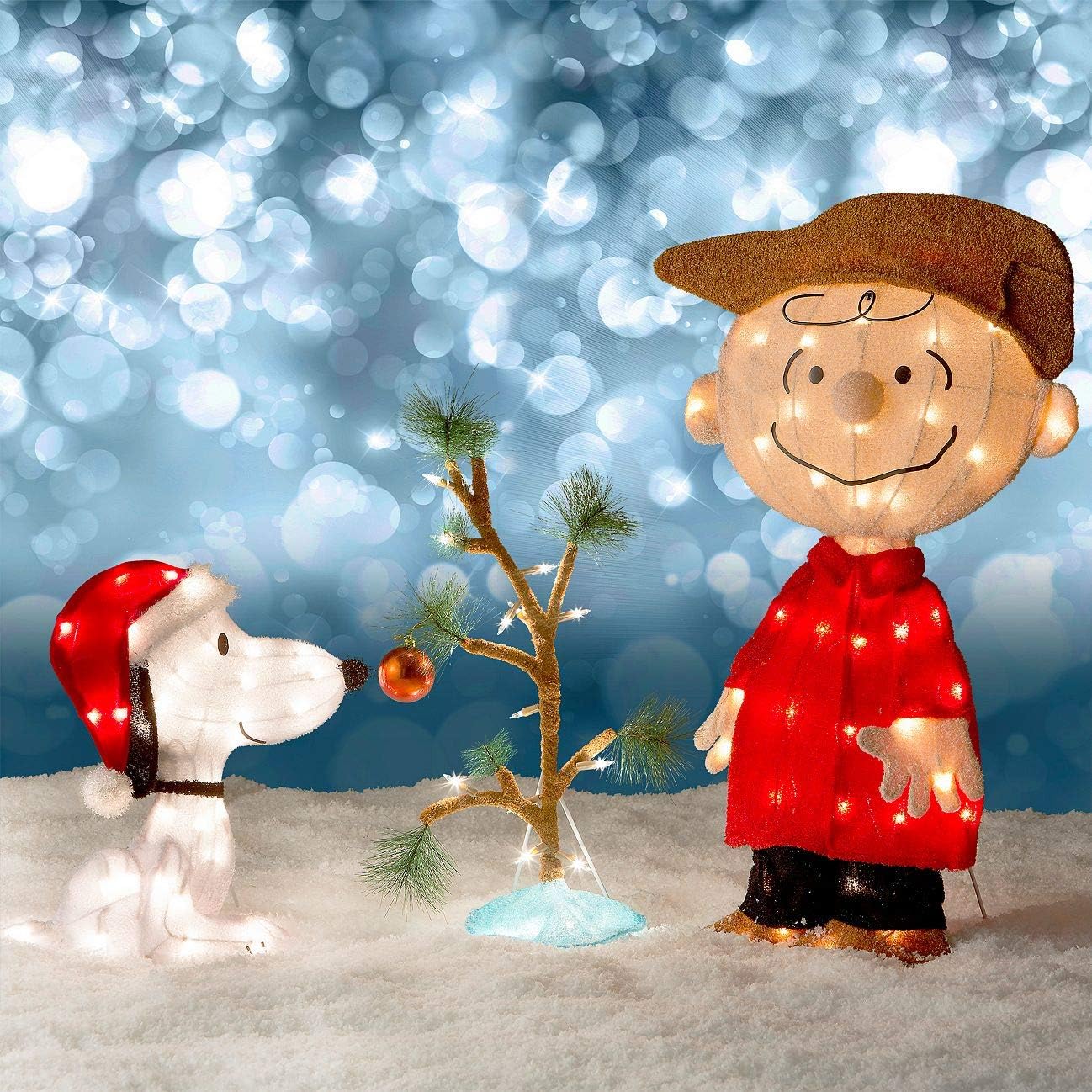 Charlie Brown, Snoopy & The Lonely Tree Lighted Outdoor Christmas Decoration 3pc Set