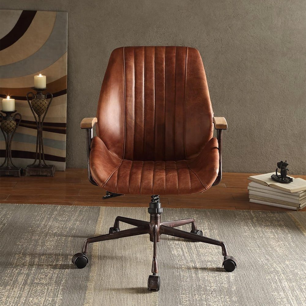 Executive Arm Office Chair Cocoa Top Grain Leather