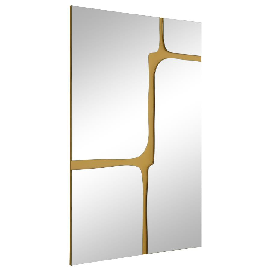 Kimberly 32 x 47 Inch Kintsugi Style Wall Mirror Gold Finish