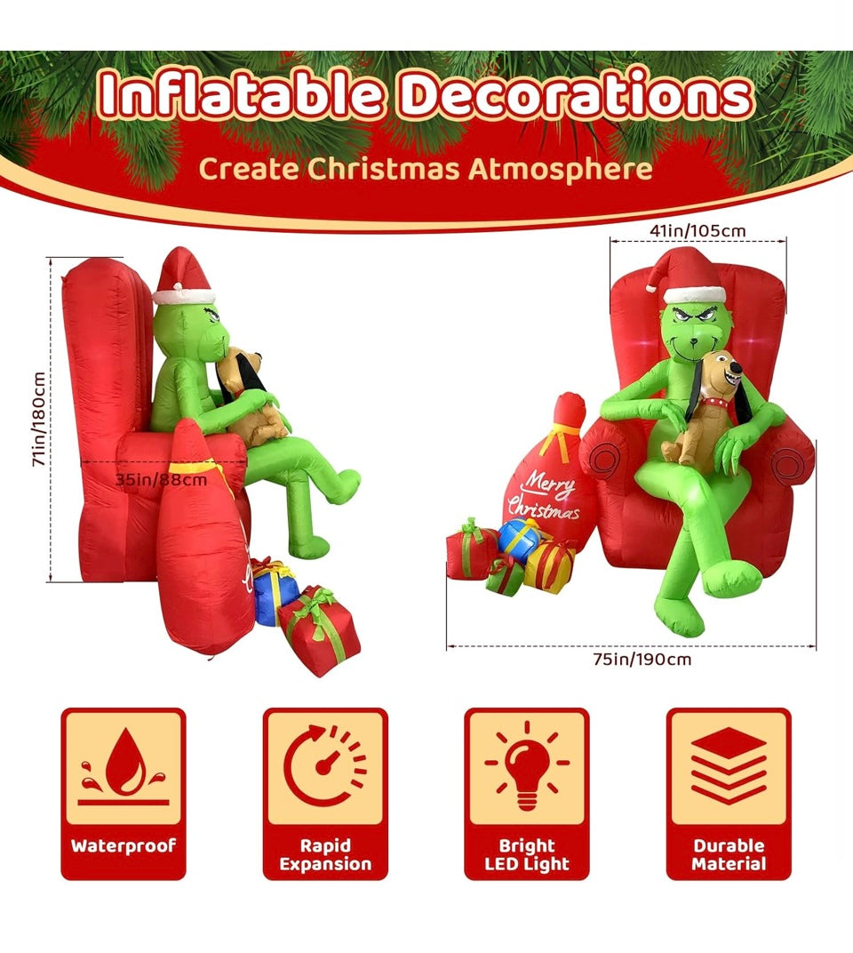 Christmas Inflatable Outdoor Decoration 6
FT The Grinch Blow Up Yard Patio Built-in
LED Lights