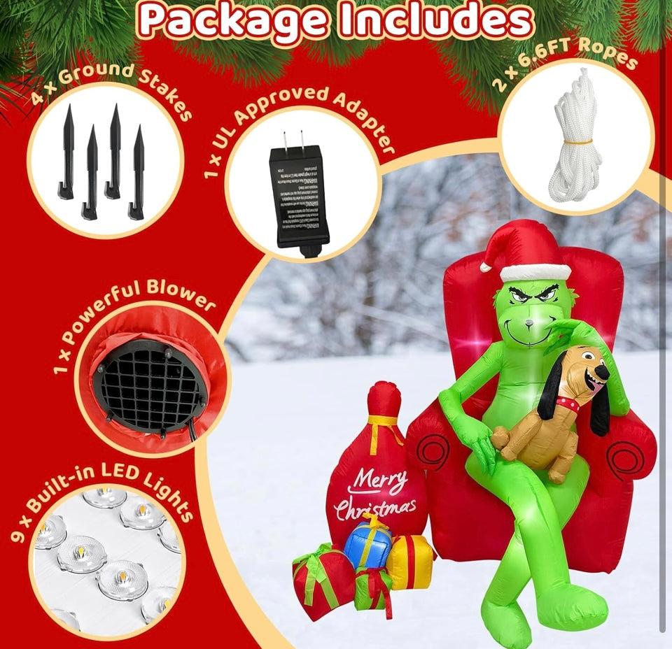 Christmas Inflatable Outdoor Decoration 6
FT The Grinch Blow Up Yard Patio Built-in
LED Lights