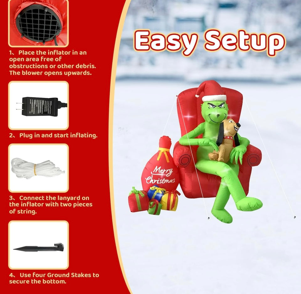 Christmas Inflatable Outdoor Decoration 6
FT The Grinch Blow Up Yard Patio Built-in
LED Lights