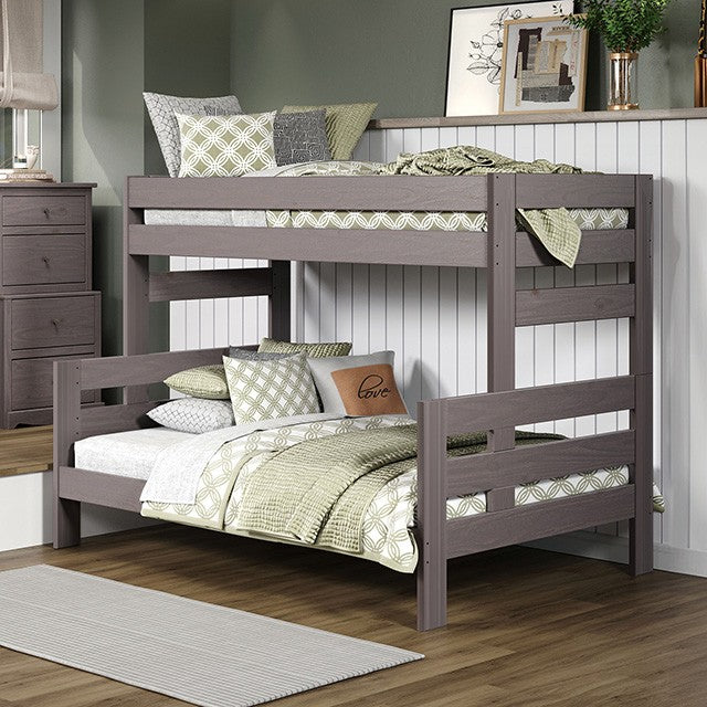 Rustic Gray Finish Twin over Full Size Bunkbed