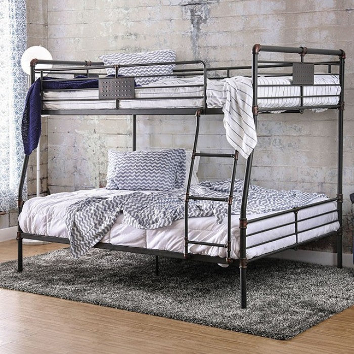 Industrial Full over Full Size Bunkbed Antique Black