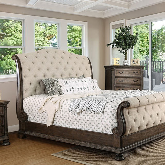 Rustic Sleigh Style Bed Frame Natural Tones