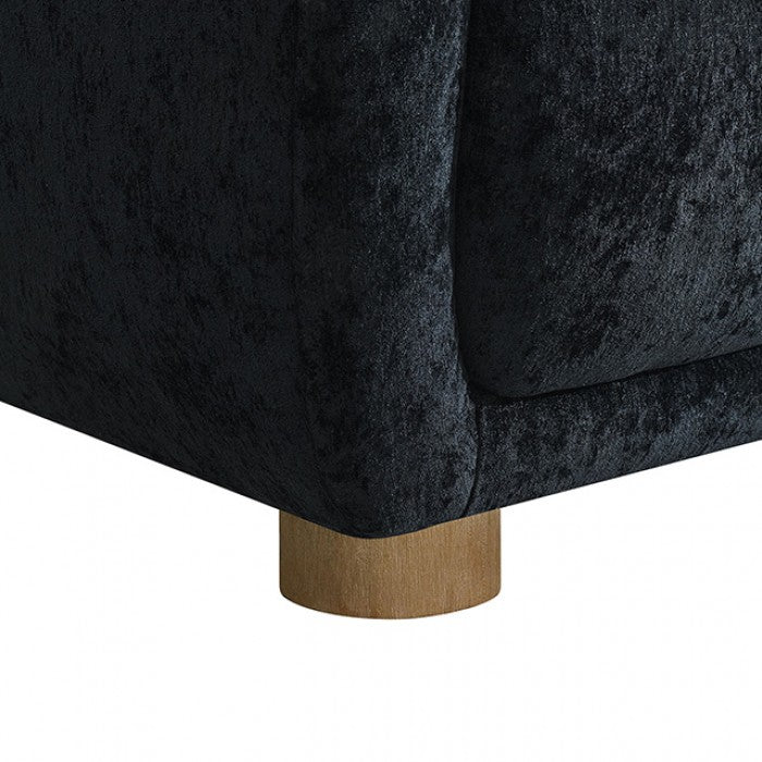 Retro Modern Sofa Black Boucle Fabric