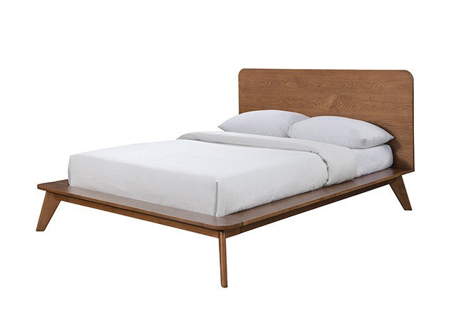 Mid Century Modern Platform Style Bed Walnut Finish