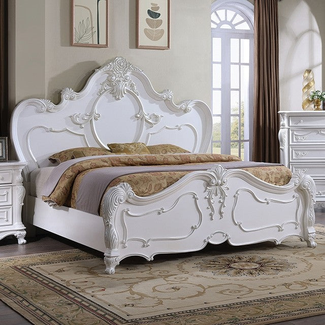 Vintage Classic Queen Size Bed Frame White Finish