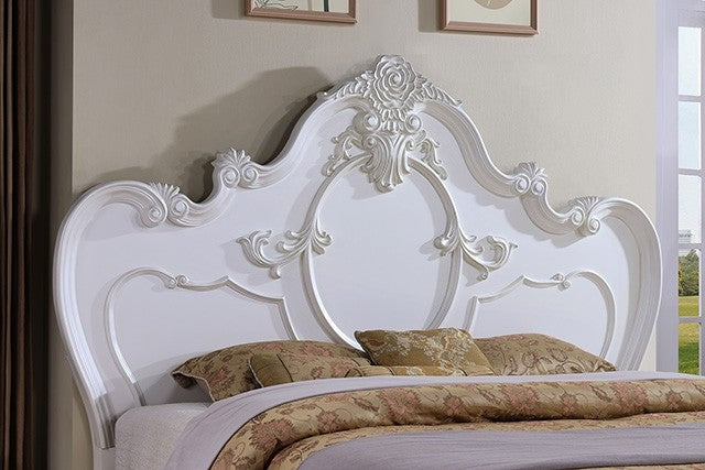 Vintage Classic Queen Size Bed Frame White Finish