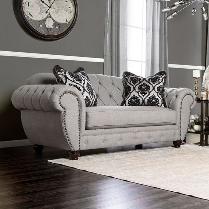 Glam Gray Chesterfield Inspo Loveseat