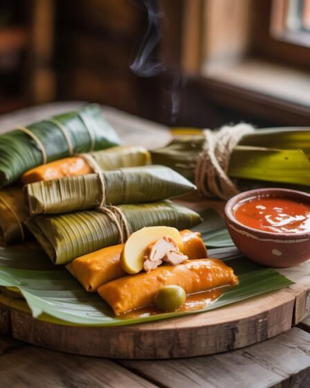 Make moist, aromatic Salvadoran tamales wrapped in banana leaves. Includes the classic potato, olive, capers, and chickpea garnishes, a mild recaudo, step photos, and steaming tips
