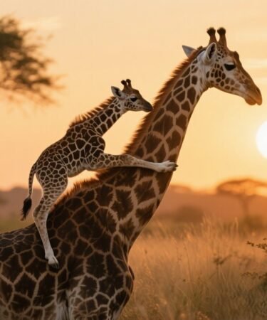 The Fascinating World of Giraffes: A Baby’s Journey Up the Neck of Its Mother