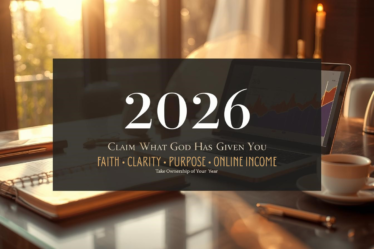 Blog header image showing a modern creative workspace with faith elements, symbolizing growth, clarity, and purpose for 2026