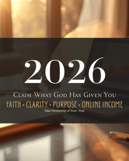 Blog header image showing a modern creative workspace with faith elements, symbolizing growth, clarity, and purpose for 2026