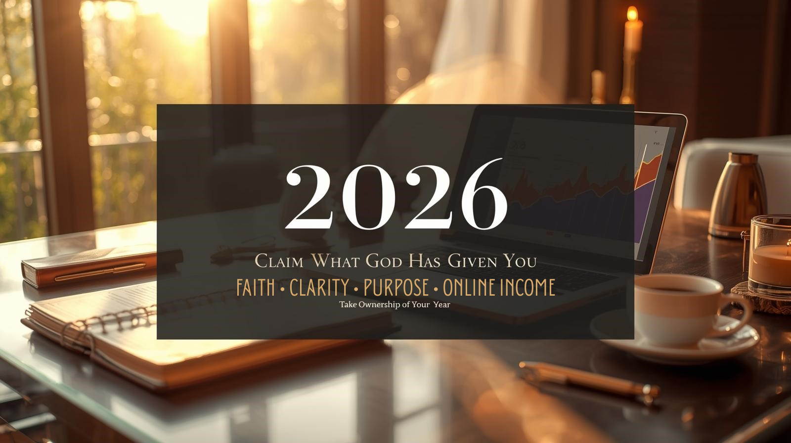 Blog header image showing a modern creative workspace with faith elements, symbolizing growth, clarity, and purpose for 2026