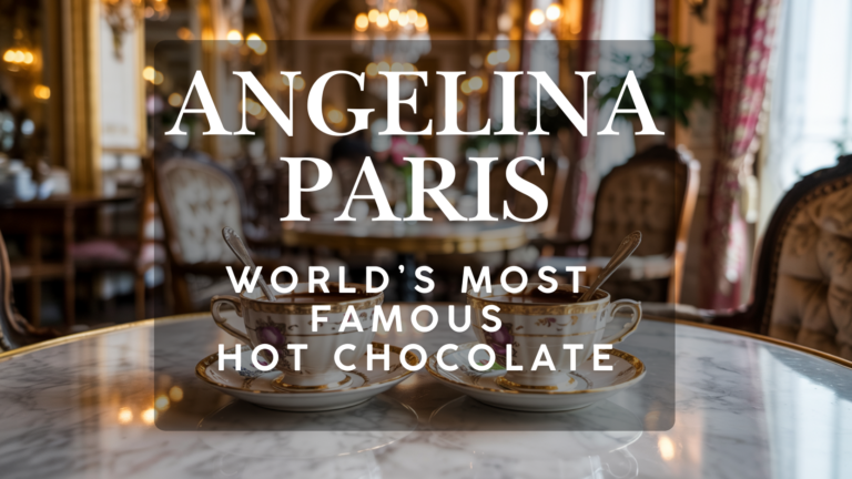 Elegant Belle Époque French tea salon inspired by early 1900s Paris, featuring small porcelain tea cups of traditional drinking chocolate served on a marble table, reflecting historic French luxury and restraint.