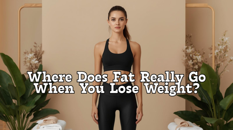 Woman in black athletic wear standing in a neutral studio setting, representing health and metabolism in an article about how the body releases fat during weight loss.
