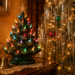 Vintage Christmas ornaments on a nostalgic holiday tree with mercury glass, Shiny Brite ornaments, warm lights, and silver tinsel.